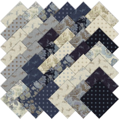 Moda Snowbird Prints Charm Pack, Set of 42 5-inch (12.7cm) Precut Cotton Fabric Squares