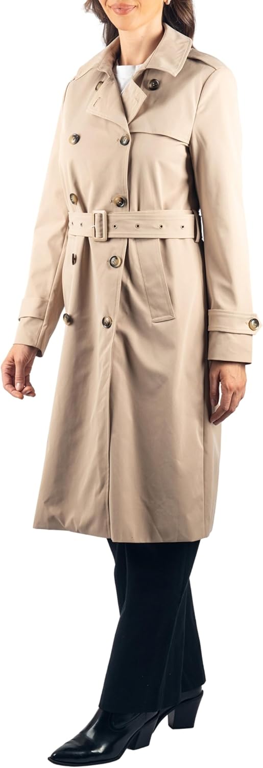 Alpine Swiss Carla Womens Waterproof Rain Trench Coat Long Rain Jacket Lightweight Raincoat Double Breasted Belted Overcoat - Image 6