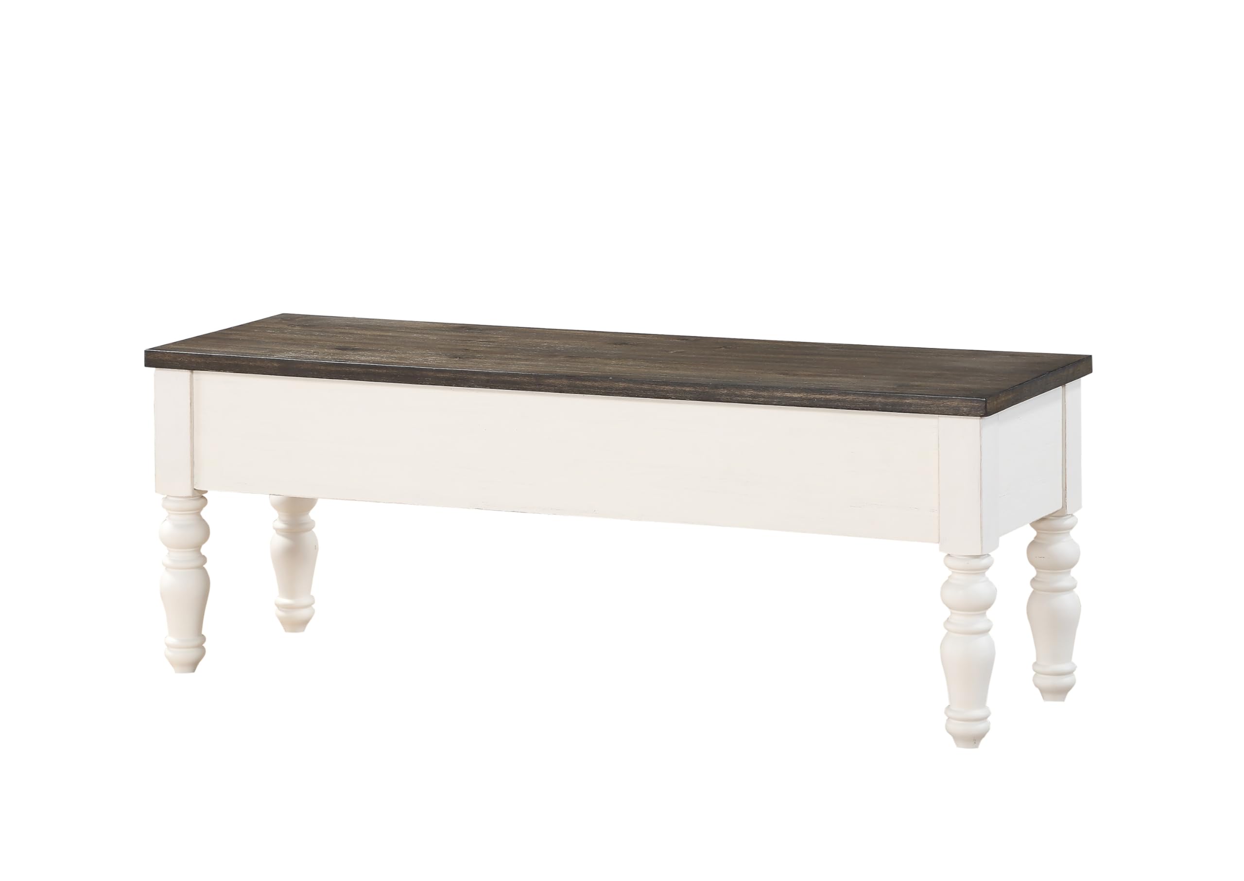 Steve Silver Joanna Storage Bench Dining, Two-Tone Ivory and Charcoal, Farmhouse Inspired, 50" L x 15" W x 18.5" H, (JA500BN)
