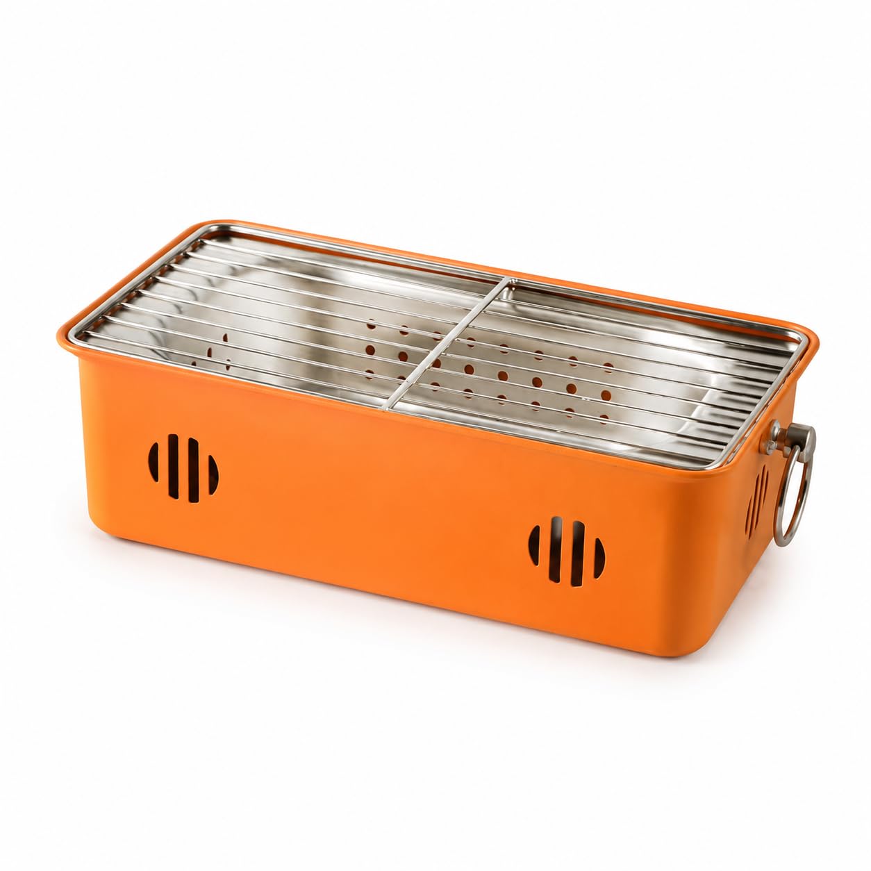 Griglia barbecue a in acciaio inossidabile, portatile, per 3-5 persone, stile, Arancione, 31 * 16