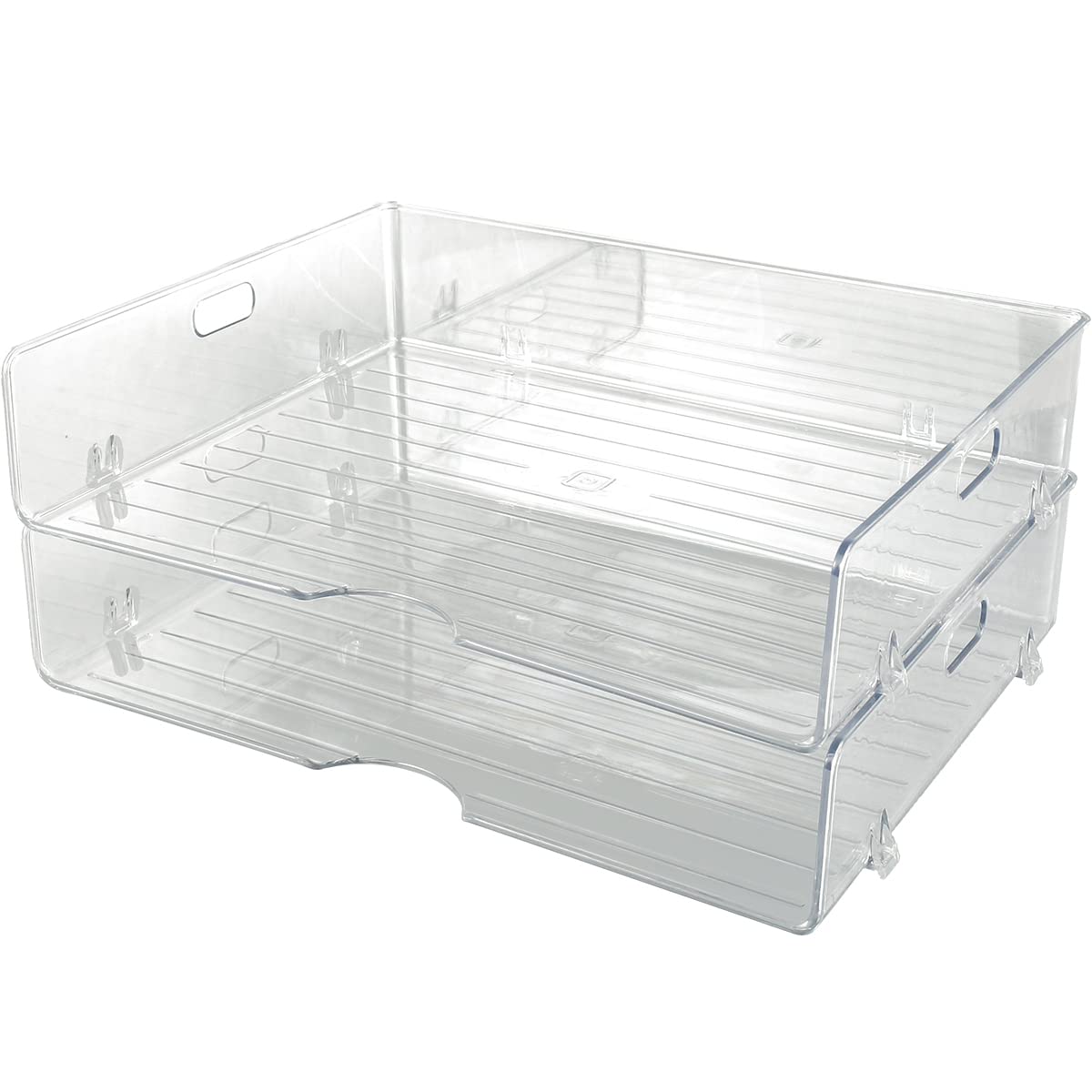 Lot de 2 boîtes de Rangement Transparentes et empilables avec couvercles pour Bureau, Format A4, pour Documents, Livres, Salle d'étude