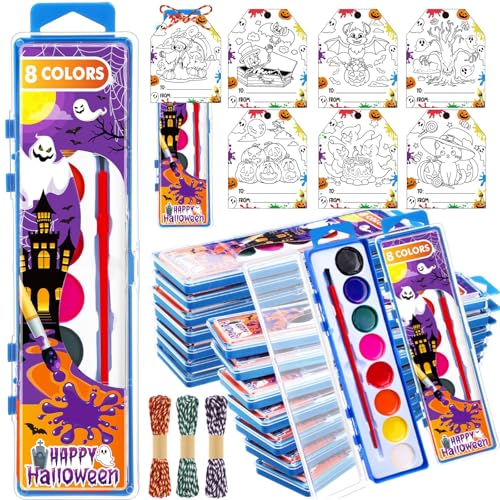 Marspark 24 Set Halloween Watercolor Paint Set with Card Brushes
