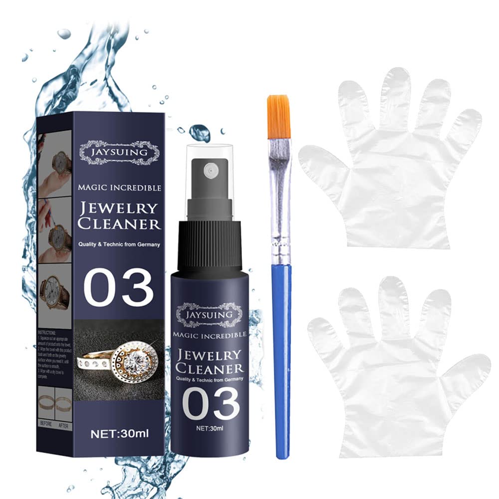 Diamond-Shine Jewelry Cleaner Spray, Jewelry Cleaner Spray, Quick Jewelry Cleaning Spray, Jewelry Cleaner Solution with Brush, Multi Functional Gem-Stone Jewelry Diamond Ring Cleaner Spray (1set)