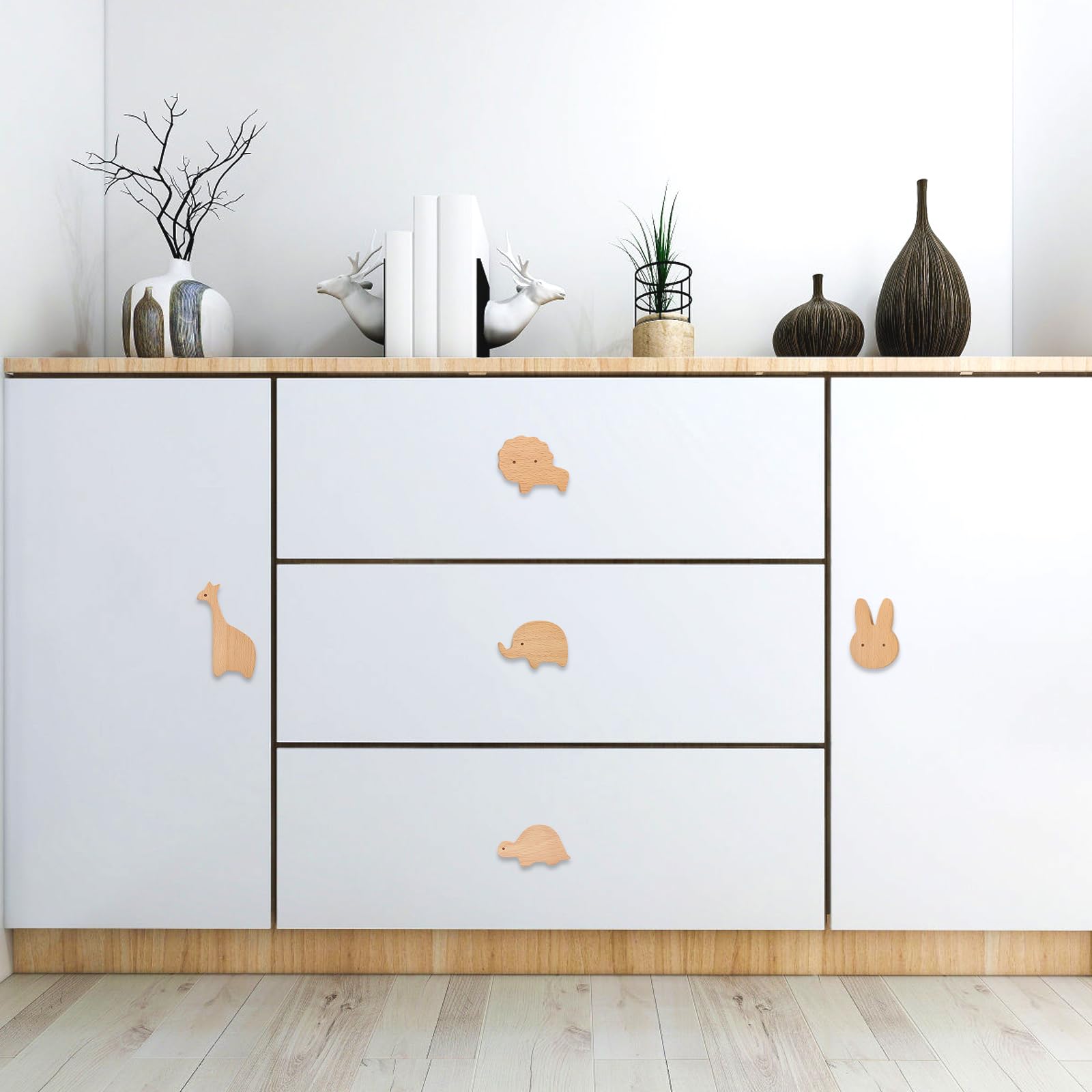 6 Maniglie Per Mobili A Forma Di Animale - Legno, Per Cameretta Bambini, Con Viti - Foto 10