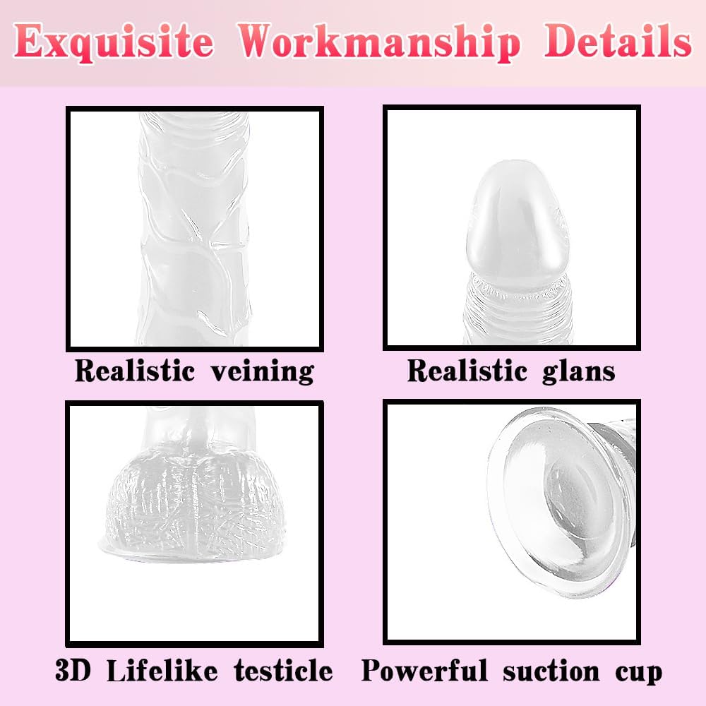 Strap on Dildo with Harness, 8.3 Inch Realistic Wearable Dildo Body-Safe Material Strong Suction Cup, Anal Vagina G Spot Sex Stimulation Adult Sex Toys for Women Lesbian Men Couple Beginner