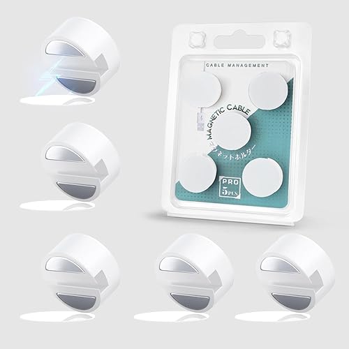 Miniatura 9 de Soporte de cable magnético de metal negro, clips de cable de silicona Maveek, organizador de cables magnético para gestión de cables para mesa de