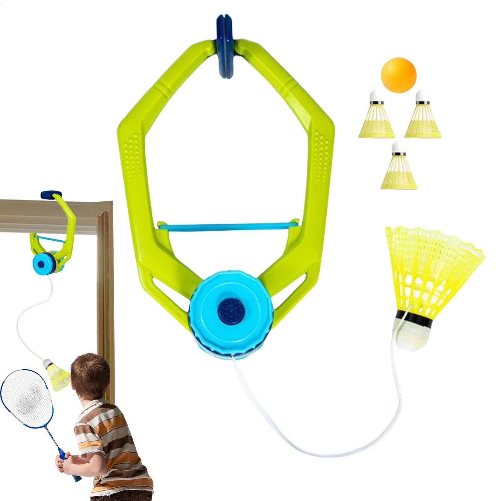 Entrenador de bádminton ajustable para práctica de rebote, incluye volante con cuerda, tenis de mesa y pelotas de bádminton, 15x23 cm