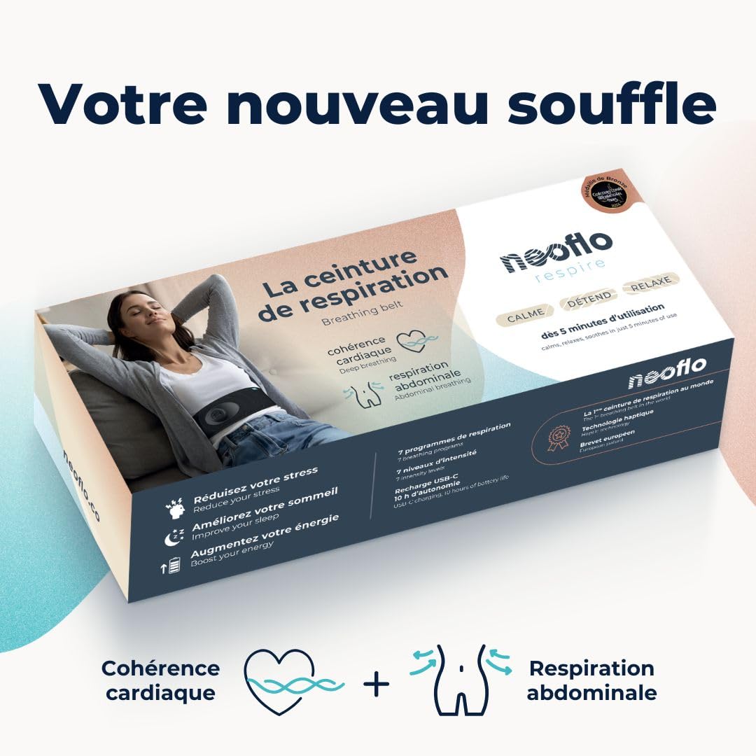 Ceinture de Respiration I Cohérence cardiaque & anti-stress I Neoflo