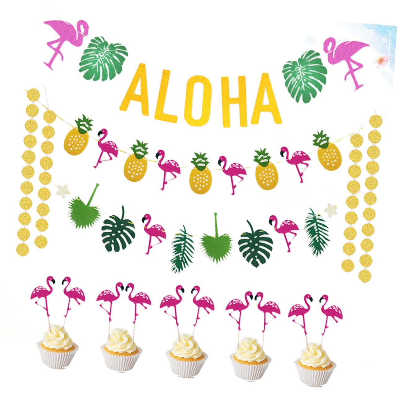 ibasenice 3stücke Hawaiian Party Dekoration Mit Aloha Banner Tropischen Girlanden Und Zubehör Für Sommer Garten Und Strandpartys Atmosphäre Für Jeden Anlass