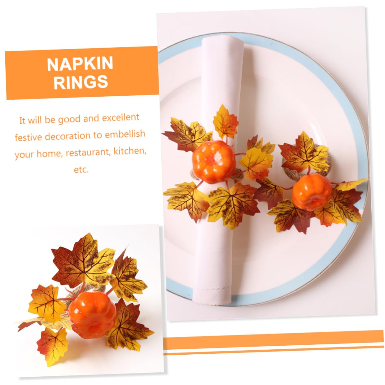 IMIKEYA 3 Sätze Kürbis Serviettenknöpfe Thanksgiving-Serviette Kürbisring Tischdeko Herbst Herbstliche Tischdeko Dekorative Serviettenringe Dekorative Serviettenschnalle Schaum 6 Stück * 3