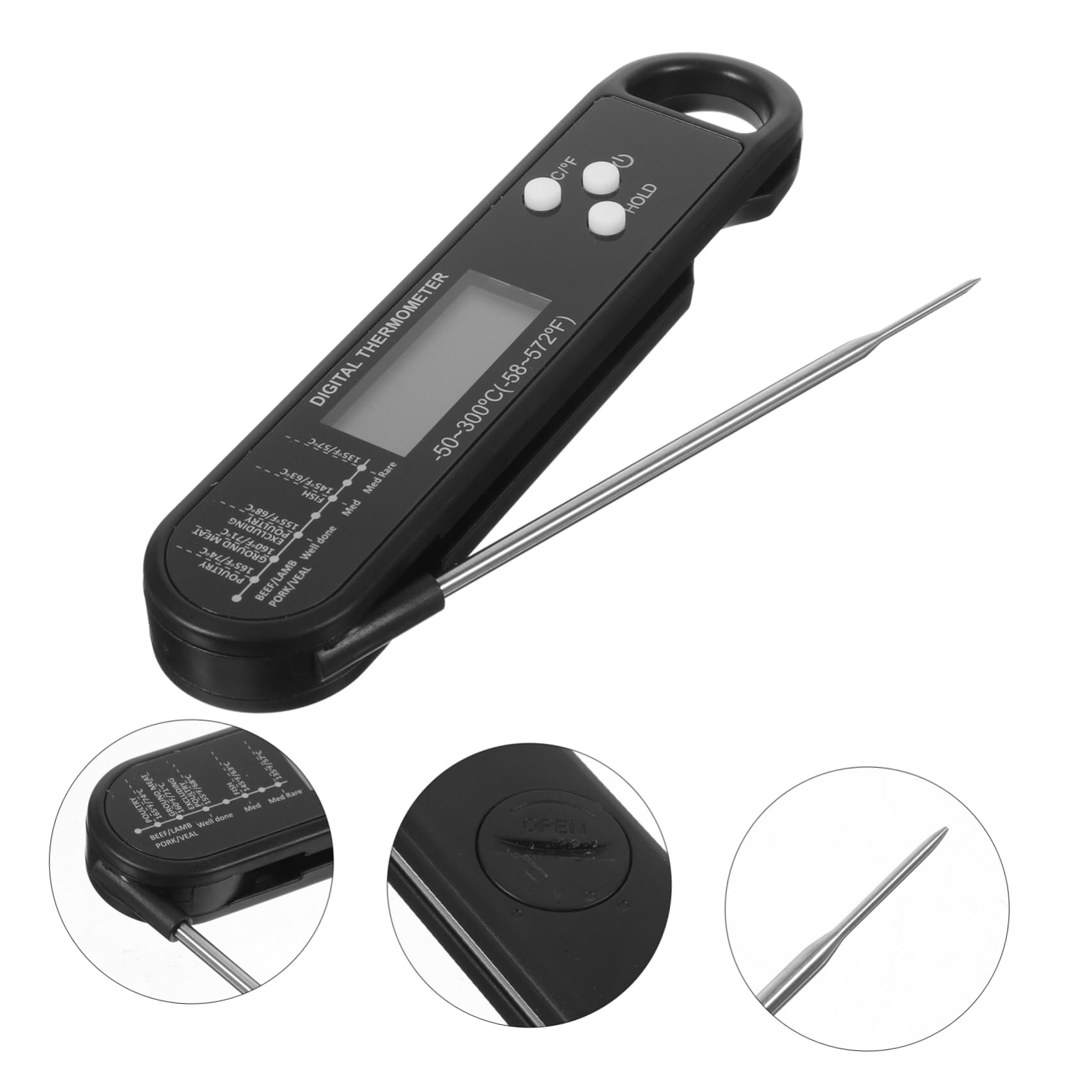 PRETYZOOM Termometro Da Cucina 3 Pezzi Termometro Portatile Gadget Da Cucina Termometro Per Carne Pieghevole Termometro Ad Alta Precisione Termometro Digitale Termometro Da Cucina Per Sonda