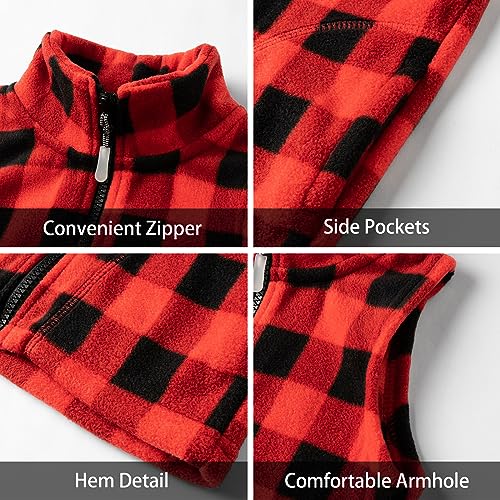 Image of LittleSpring Boys Girls Fleece Vest Sleeveless Jacket Full-Zip Fall Winter Warm Outerwear