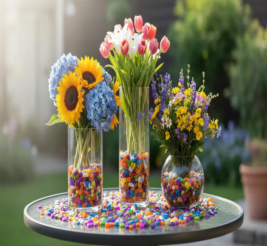 MASHKI Multi Coloured Decorative Stones River Pebbles for Flowerpot, Garden and Aquarium Decoration Suitable Stones for Garden décor Multicolour Stone for Plant and Vase Fillers 4