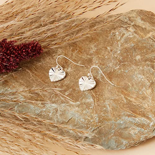 London Textured Heart Short Drop Earrings