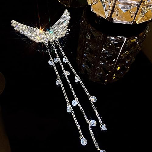 Miniatura 8 de Lurrose Pinza para el pelo con borlas de diamantes de imitación, alas de ángel, horquillas laterales, horquillas de cristal, joyería nupcial,