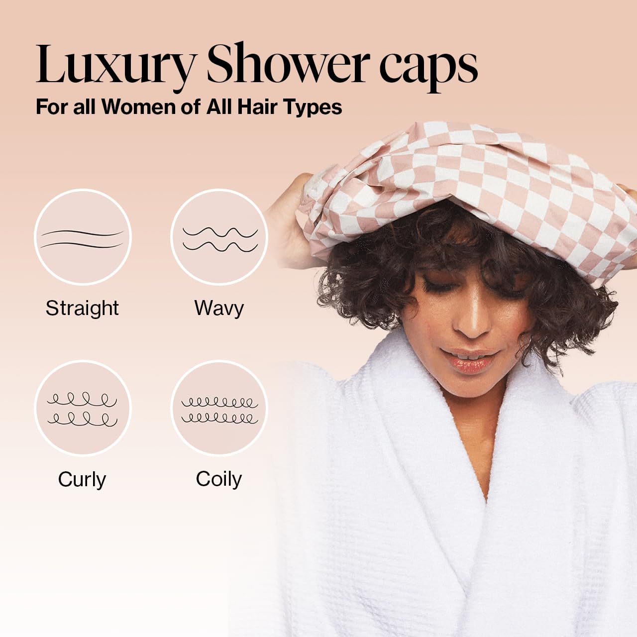 Kitsch Luxury Shower Caps for Women Reusable Waterproof, Flexi Satin Lined, Large Wide Shower Cap for Women & Men, Adjustable - Image 3
