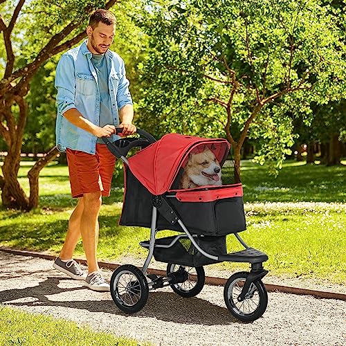 PawHut Hundewagen für Hunde und Katzen Sicherer Haustierbuggy