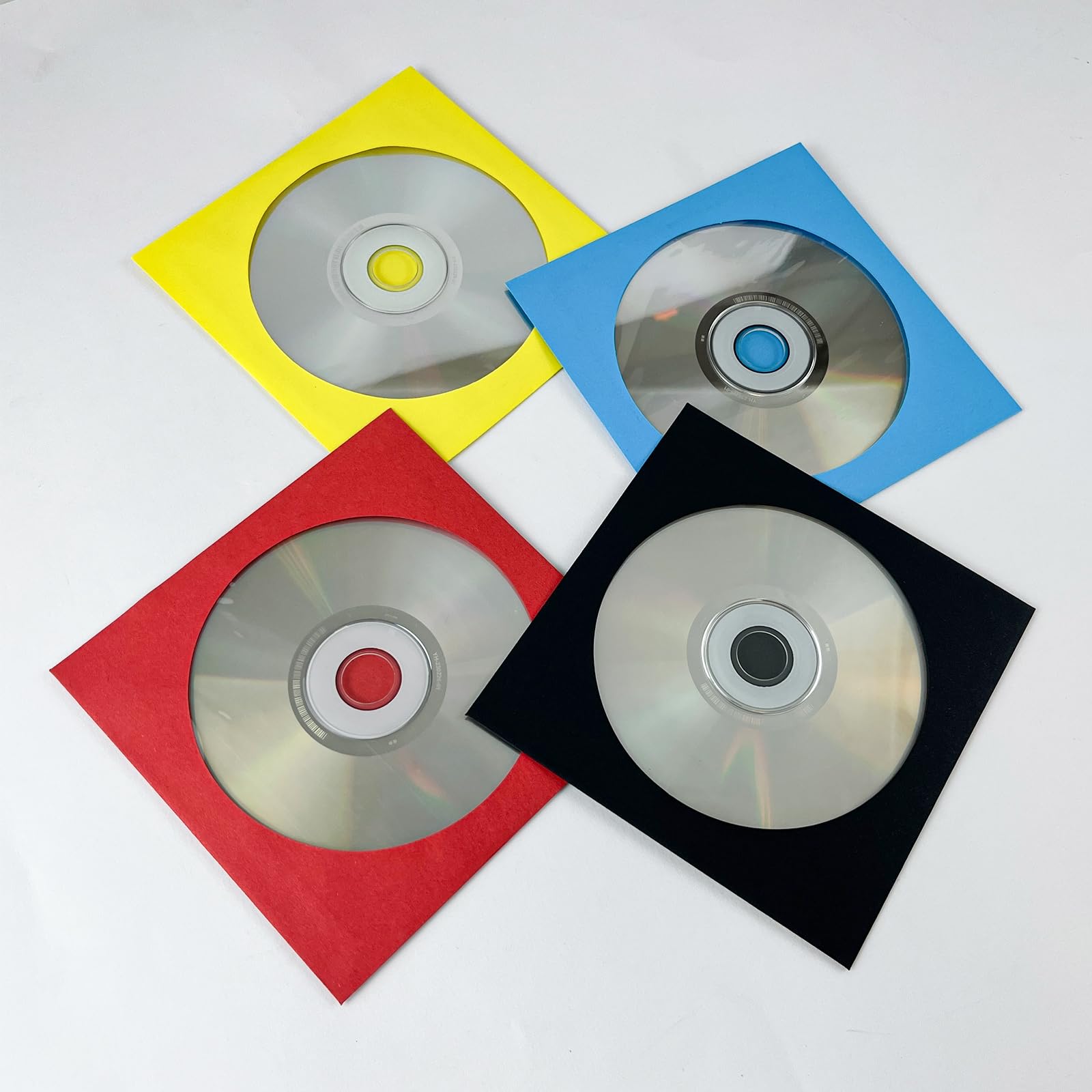 CD-/DVD-Hüllen aus farbigem Papier, 120 g, 12,7 cm, mit transparentem Fenster und Klappe, 100 Stück