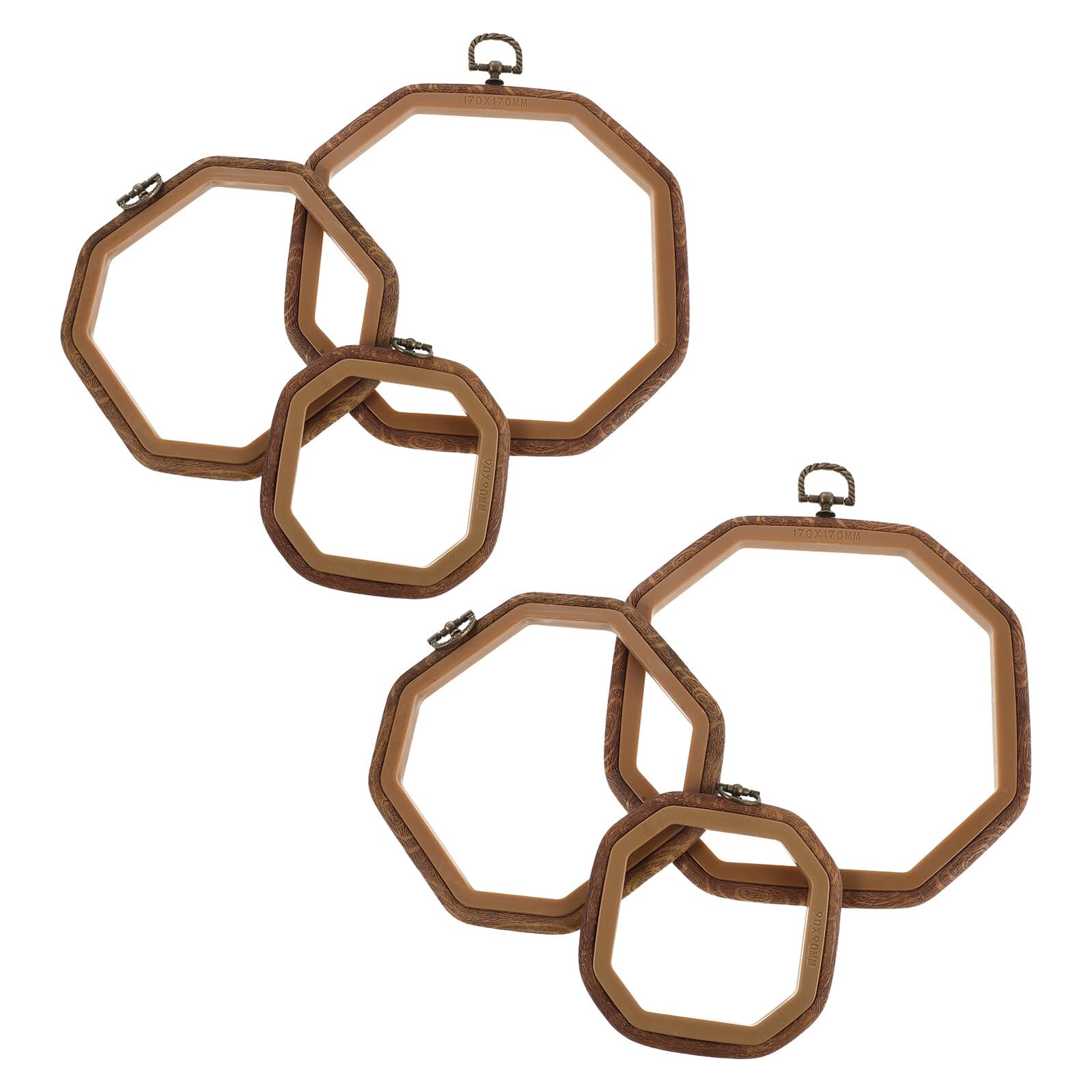jojofuny 6 Piezas Aros de Bordado Octogonales de Imitación Madera, Set de 6 Piezas (9x9 Cm, 14x14 Cm, 18x18 Cm), Bastidores para Punto de Cruz DIY y Manualidades de Costura