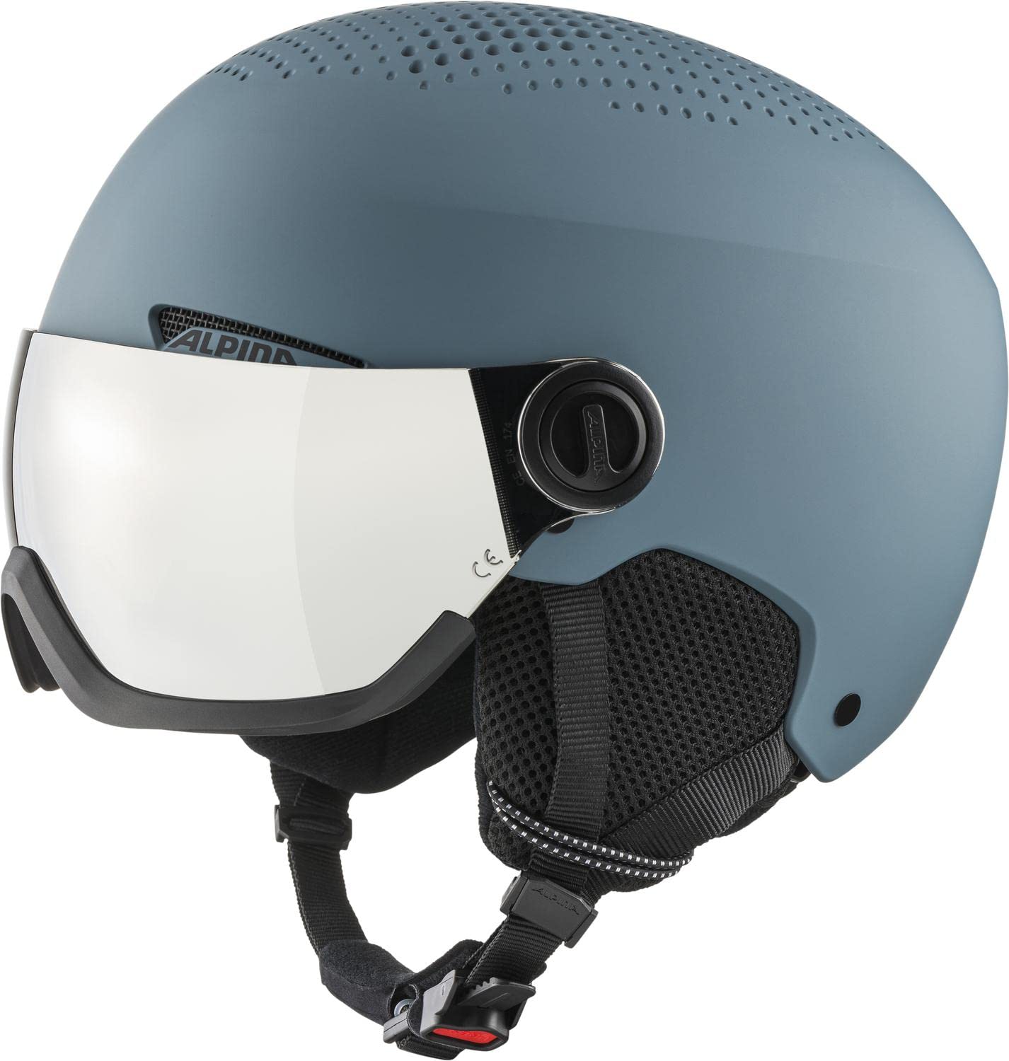 ALPINA Unisex - Dorośli, ARBER VISOR Q-LITE Kask narciarski, dirt-blue matt, 58-62 cm
