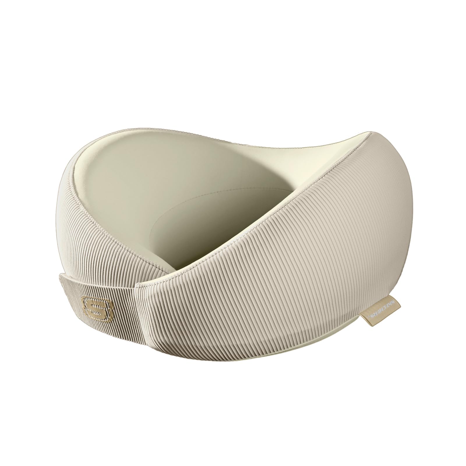 Skechers Nackenkissen aus Memory-Schaum, bequemes und atmungsaktives Reisekissen, Nackenkissen Flugzeug für Reisen, Autofahrten, Zuhause und Büro, ergonomisches Design für Damen und Herren, Beige