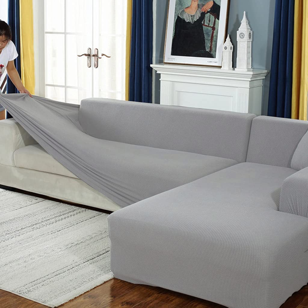 Sofabezug,Sofabezug Ecksofa-Sofabezug Stretch Sofabezug mit festem Schaumstoffstab für 1/2/3/4 Sitzer（L-förmiges Ecksofa erfordert Zwei）
