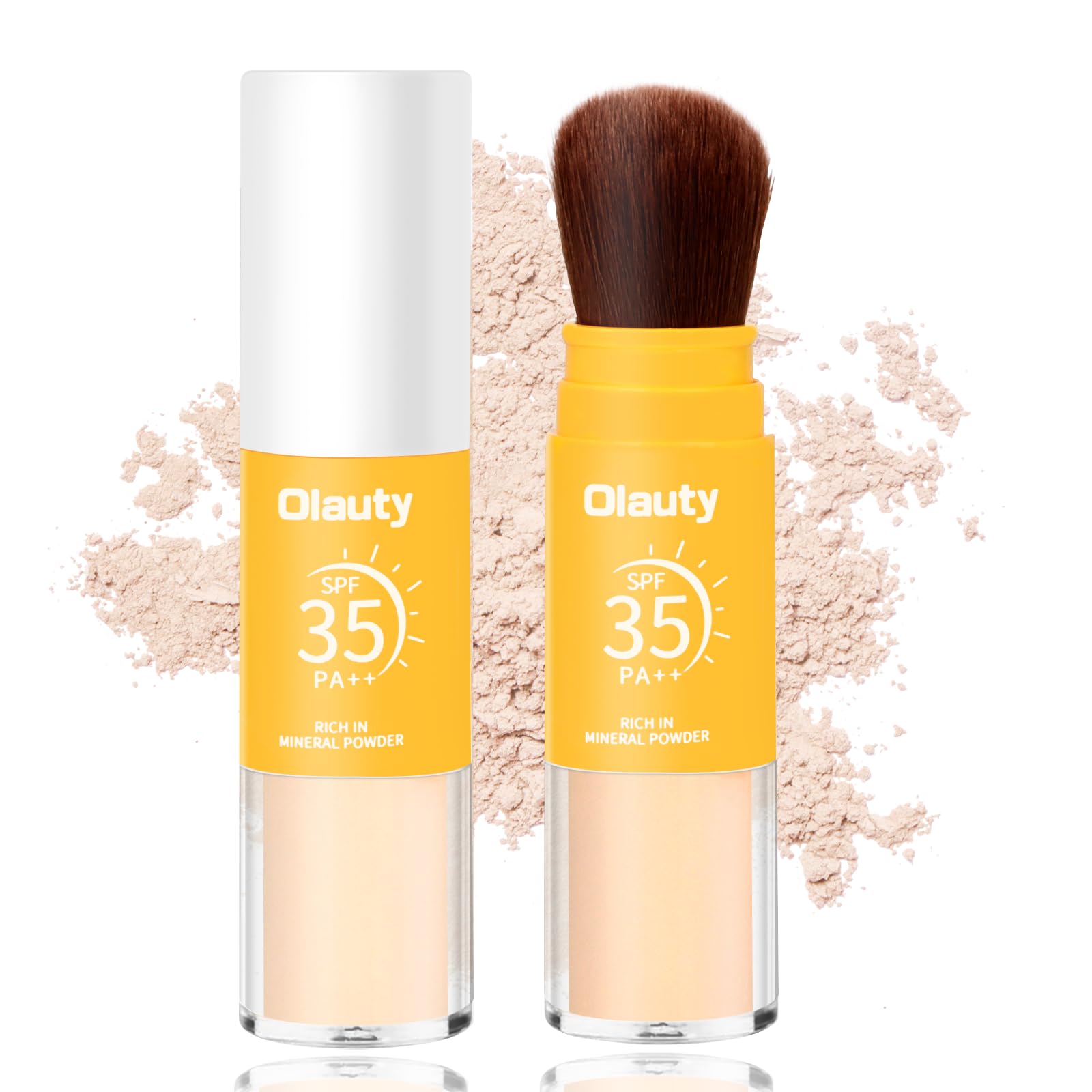 Mineral Sunscreen Setting Powder SPF 35, Translucent Brush on Powder Sunscreen for Face, Oil Control Natural Finish,Lightweight Breathable for Face,Scalp & Hair(Translucent)