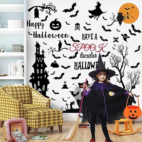 Vinilo Decorativo Halloween Castillo y Murciélagos miniatura 4