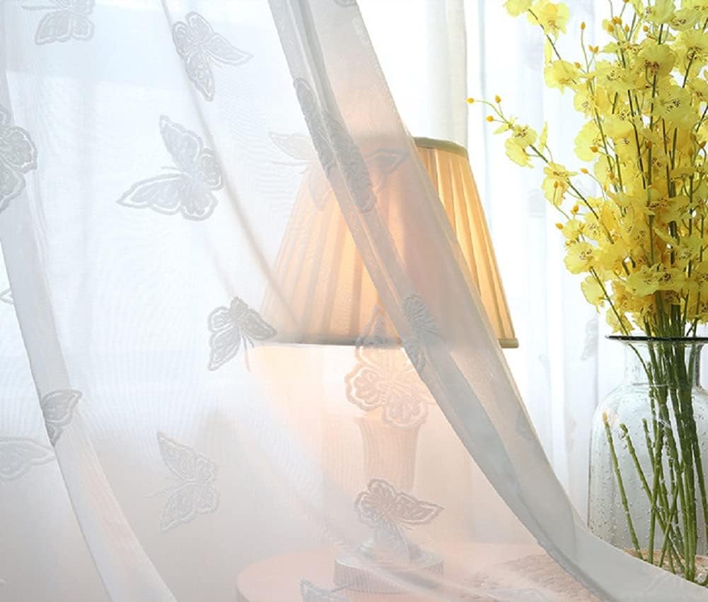 Modern Transparents Panel Sheer Curtains Rod Pocket Gauze Drape for Living Kids Nursery Room Bedroom Butterfly Pattern