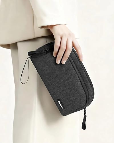 Miniatura 2 de Travel Tech - Bolsa de transporte portátil para artículos electrónicos, organizador de viaje de doble capa, bolsa de almacenamiento todo en uno para