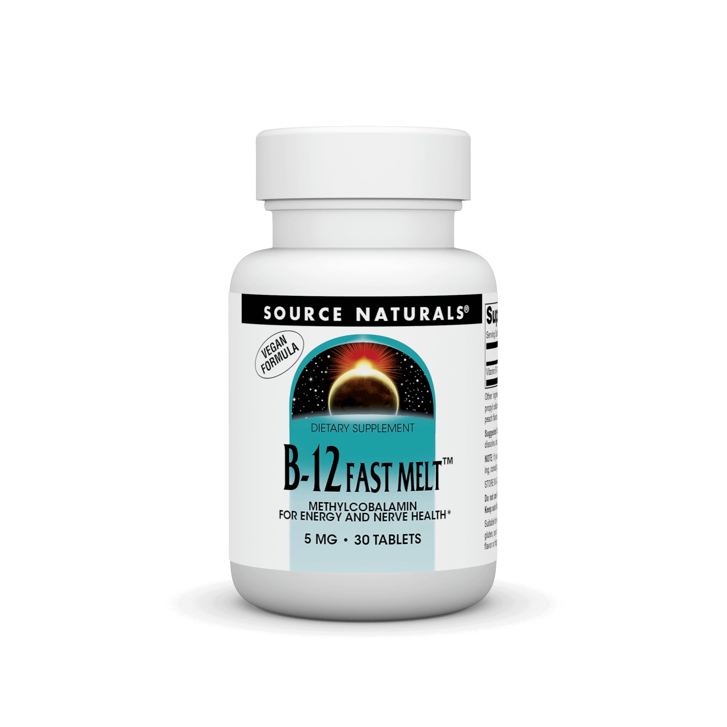 Source Naturals Vitamin B-12, Supports Energy Production* 5 mg - 30 Fast Melt Vegan Formula