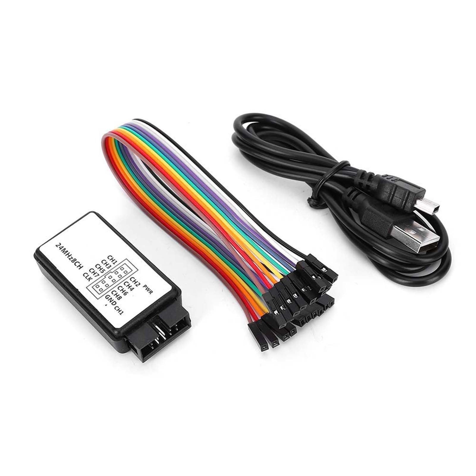 Analizador lógico de 24 MHz, dispositivo analizador lógico USB, mini dispositivo analizador lógico digital de bolsillo, memoria de entrada de 8 canales de 24 MHz