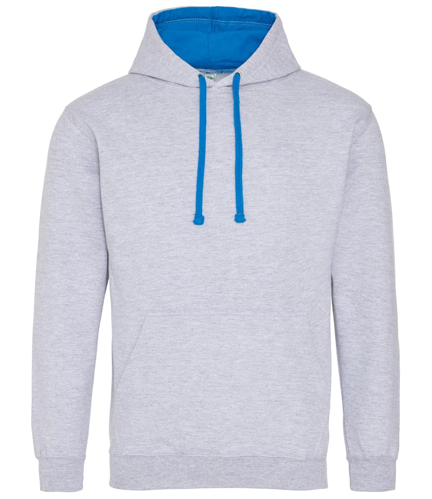 AWDis Men's Varsity Hoodie, Multicoloured (Heather Grey/Sapphire), XX-Large
