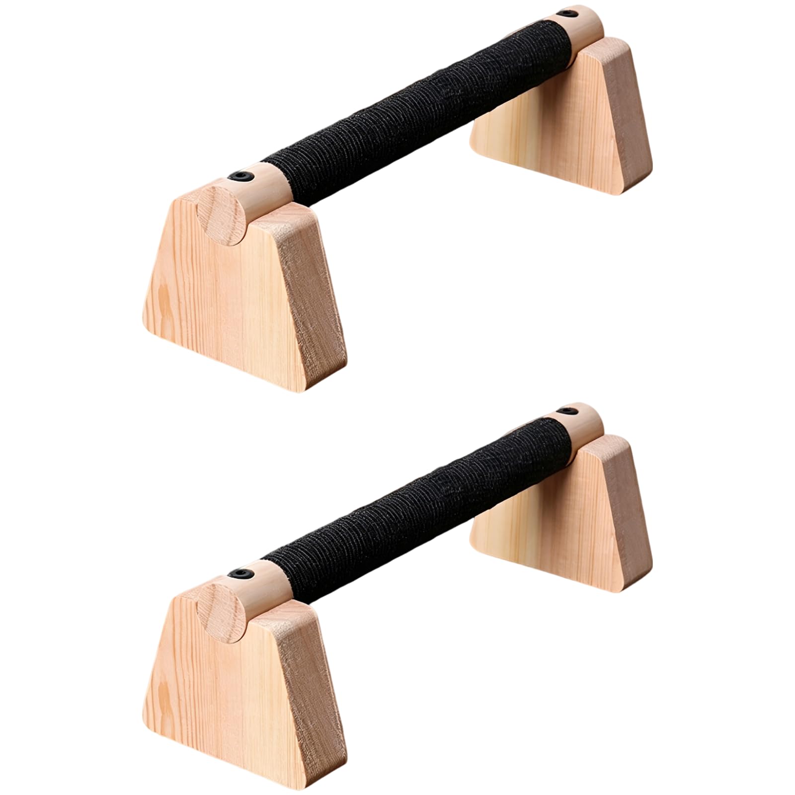 2 szt. drewniana podpórka push-up, 9,8 x 1,2 cala lite drewno do treningu siłowego, z uchwytem, antypoślizgowym uchwytem i trójkątną podstawą podpierającą, do L-sit, dipów, ćwiczeń rdzeniowych