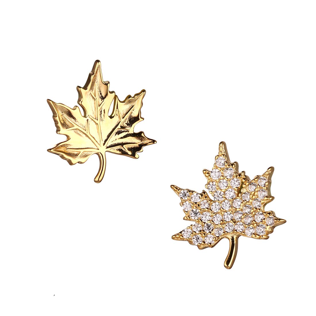 SA SILVERAGEReal 925 Sterling Silver Yellow Gold Color Maple Leaf Pendant Necklaces Woman 925 Silver Zirconia Gold Necklace