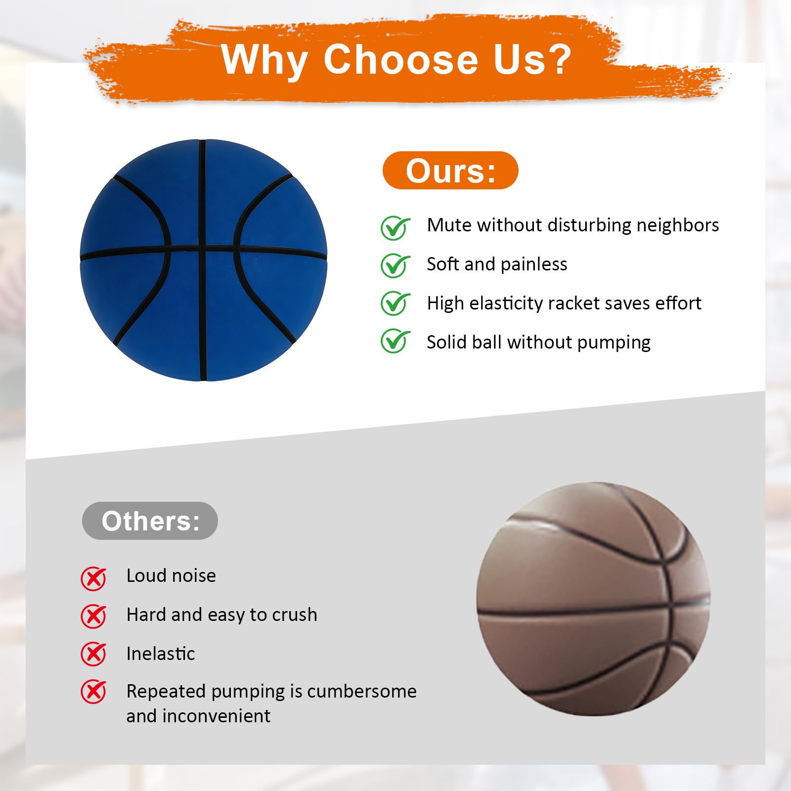 Palla Di Spugna, Palla Da Basket Silenziosa, 24cm Palla Spugna, Palla Gommapiuma, Palla Morbida Bambini Per Casa, Silenzioso Basketball Indoor, Basket Leggero E Silenzioso Con Canestro (Blu)