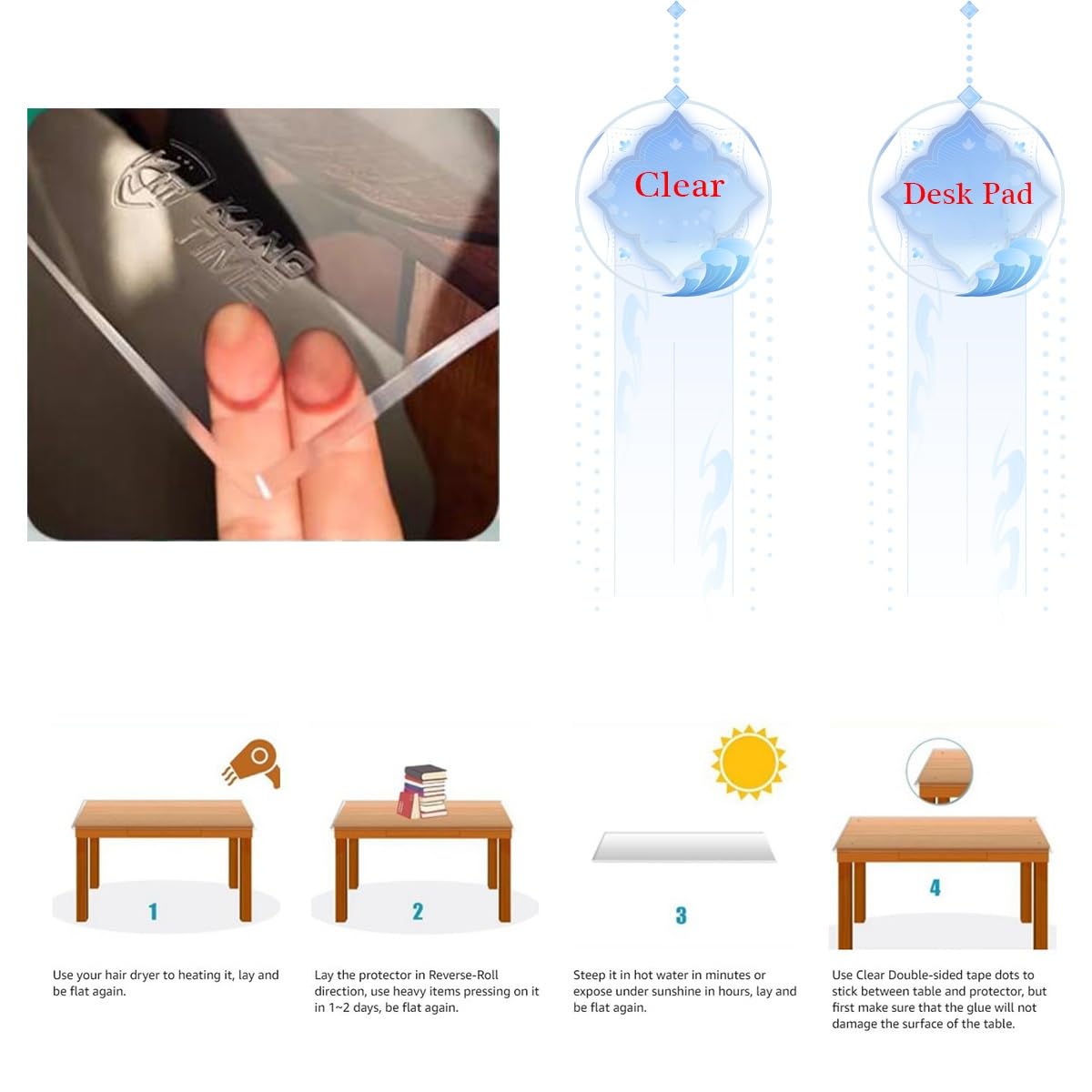 Sous-main Transparent Pour Le Bureau Et L'école Tapis De Dessin Prevención Del Aceite Guindilla Grand Tapis Pour Clavier, Protection Meuble Pour Bureau Et Maison(90x90cm)