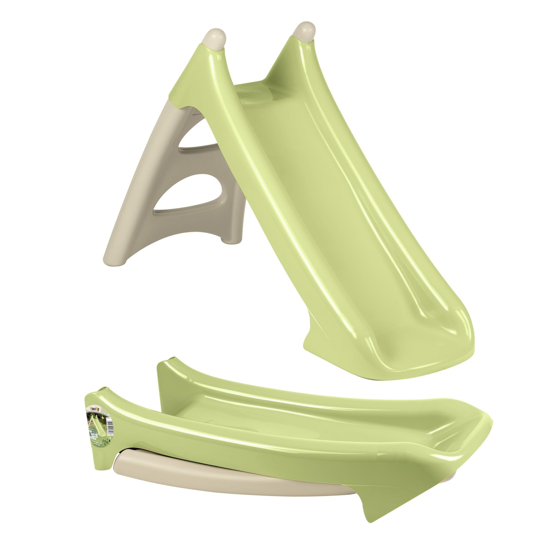 Smoby Life - Scivolo XS beige e verde, con plastica riciclata, scivolata 90 cm, con gradini antiscivolo, compatto e facile da riporre, adatto dai 2 anni, 7600820629
