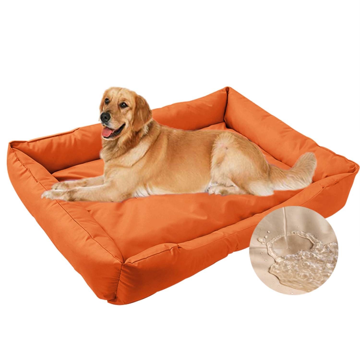 Extra Large Dog Bed Waterproof,Orthopedic Dog Beds Large Washable Cushion,Rectangle Soft Pet Beds Sofa for Dogs Cats Non-Slip Bottom (Orange,50 * 60 * 10cm)