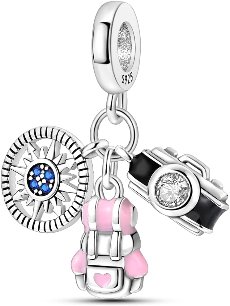 NARMO Charms for Bracelets 925 Sterling Silver Star Dangle Charms Car Keys Lipstick Dangle Charm Beads for Women Bracelets Necklace