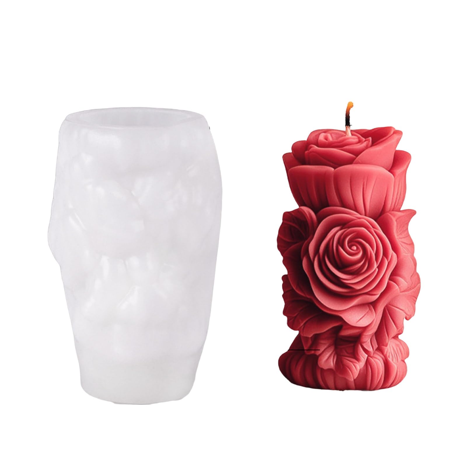 Buxuaaaa Embossed Rose Cylinder Shape Silicone Molds for Soap Gypsum Silicone Molds for Epoxy Resin Mold