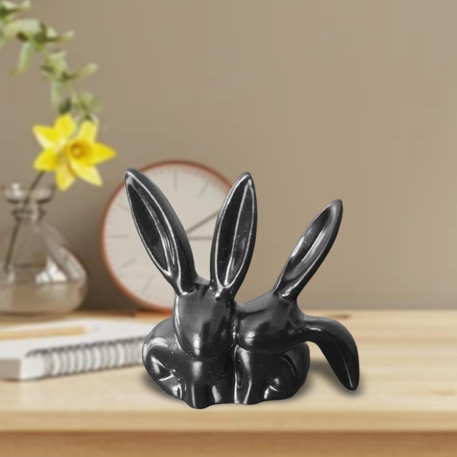 Gralara 5 Piezas Figurilla de Conejo Decorativa Resina Escultura Animal Conejo Pareja Adorno Moderno Coleccionable para Estante Escritorio Oficina Salón Dormi, 5 Piezas