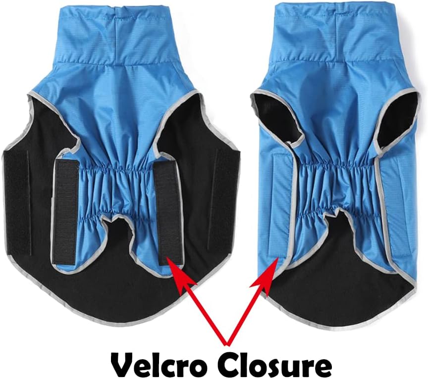 Winter Dog Coat Reflective Waterproof Windproof Warm Dog Turtleneck Clothes for Cold Weather Polar Fleece Lining Doggie Outdoor Jacket Adjustable for Small Medium Large Dogs(CFY01-blue-xxxl) : Pet Supplies