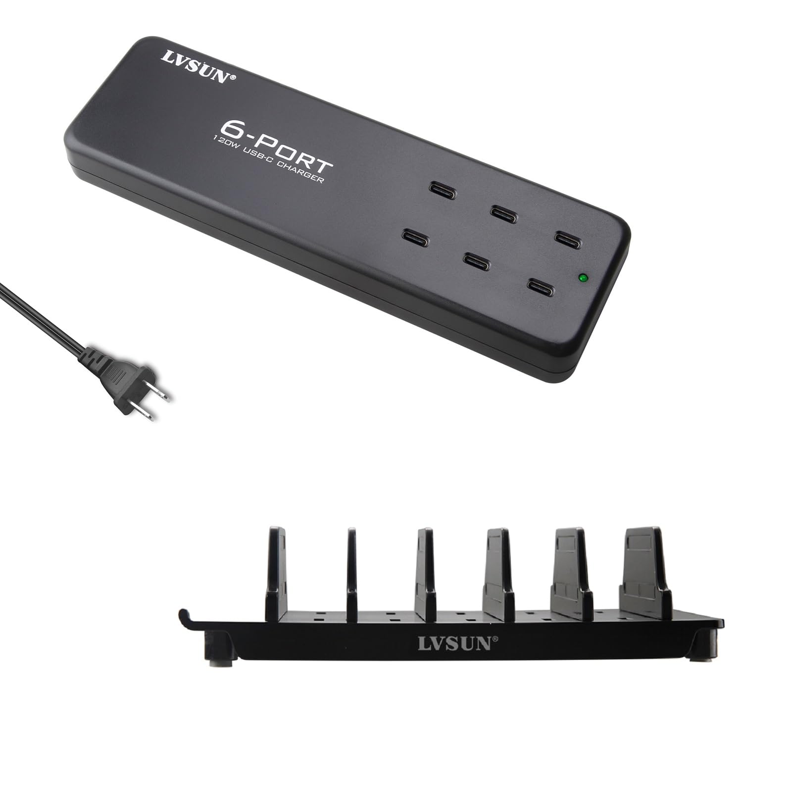120W USB C Fast Charging Station for Multiple Devices 100W Stand Organizer GaN 6 Port USB Type C Laptop Charger for MacBook Pro/Air, iPhone 14/13/13 Pro/12, Laptop, Tablet, iPad Pro, Galaxy and More