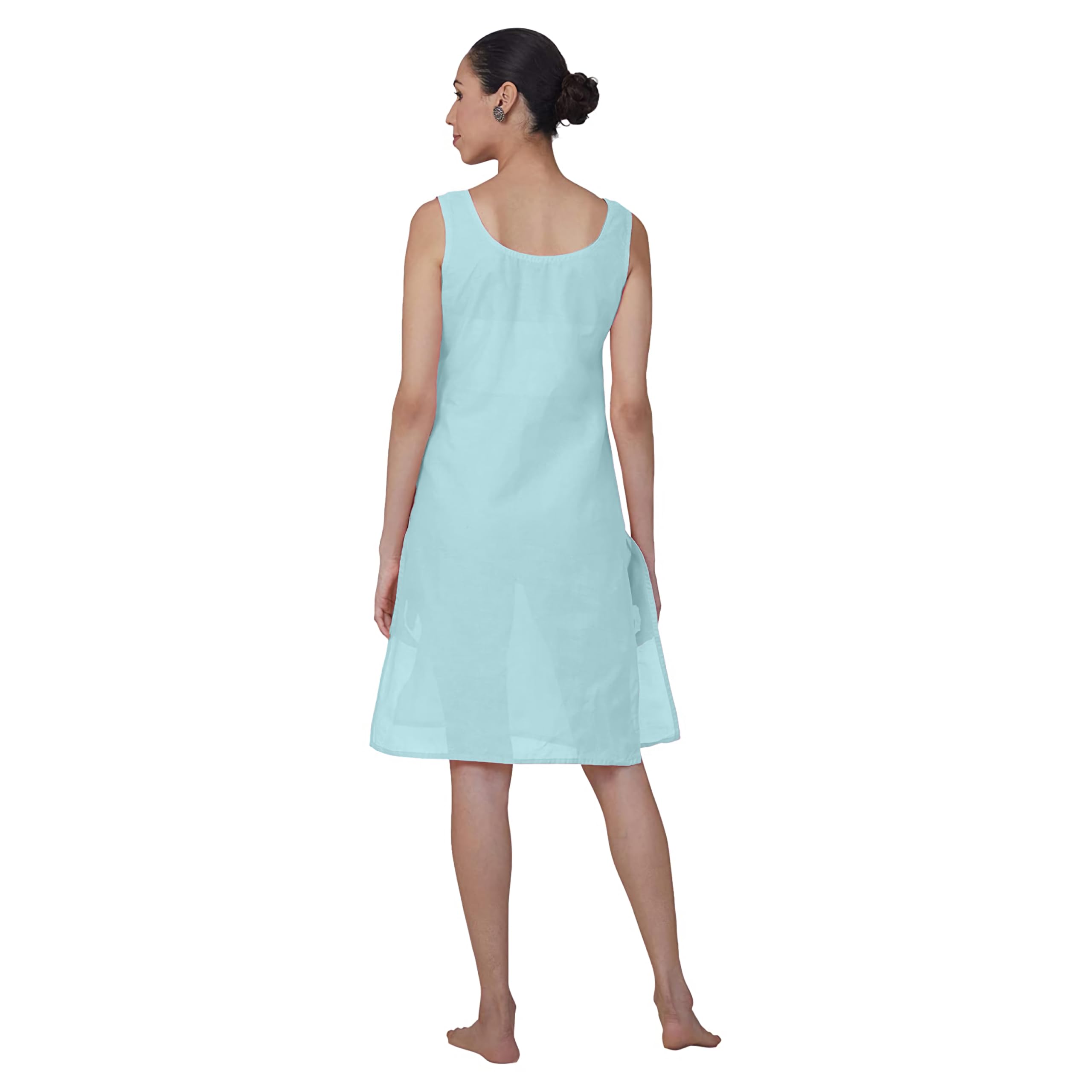 Nature Thread Women's Cotton Long Camisole Sameej - Knee-Length (2XL, Sea Green) - Image 4 thumbnail