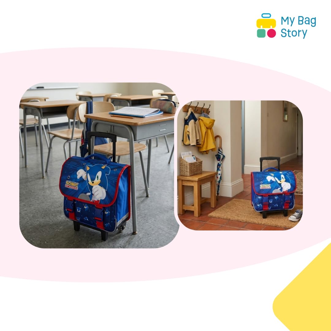mybagstory | Cartable à roulettes | Héros Sonic | Bleu | 38 cm