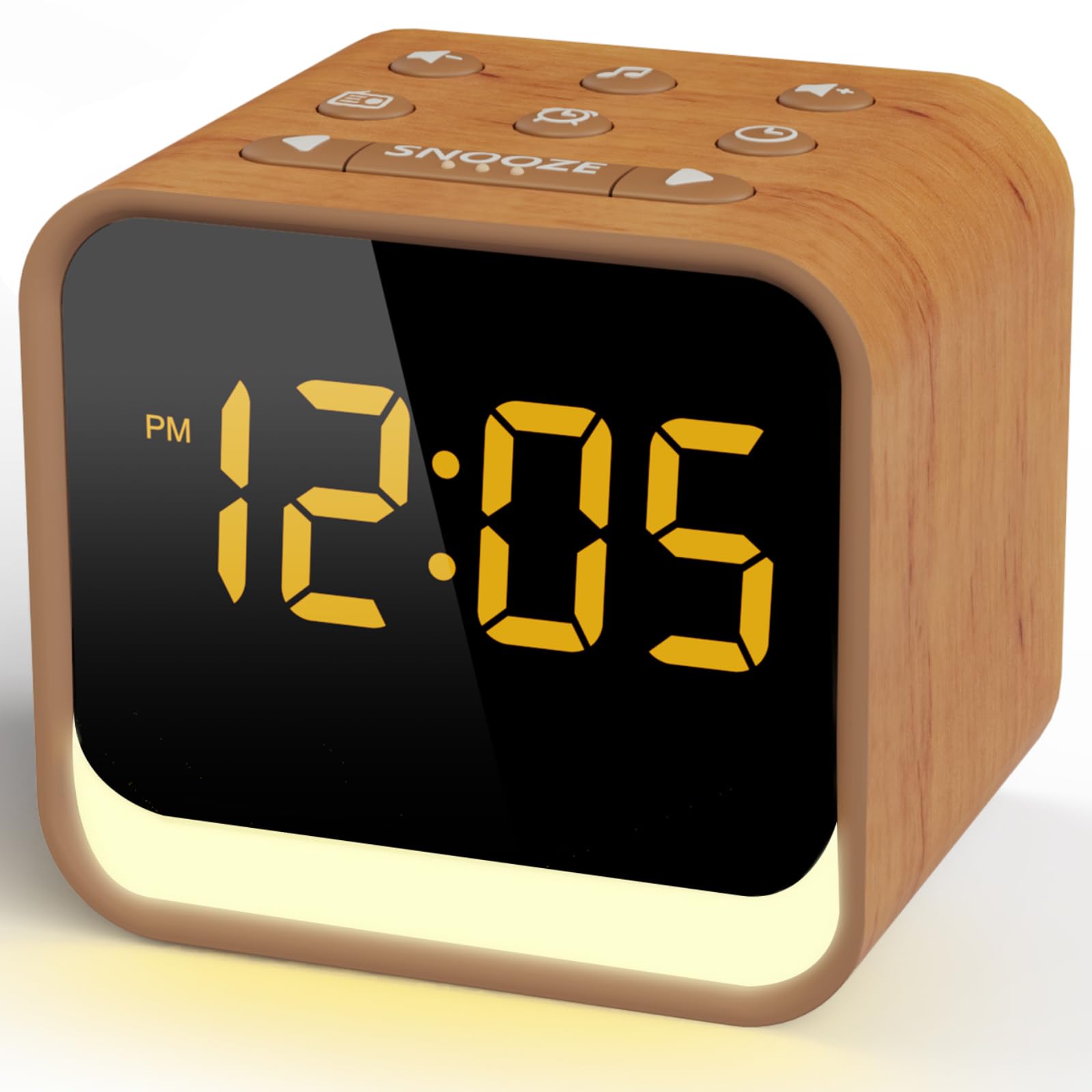 REACHER Digital Alarm Clock Radio for Bedrooms with Sleep Sound Machine, 7 Color Night Light, 0-100% Dimmer, Snooze, FM Radio with Auto-Off Timer for Bedside