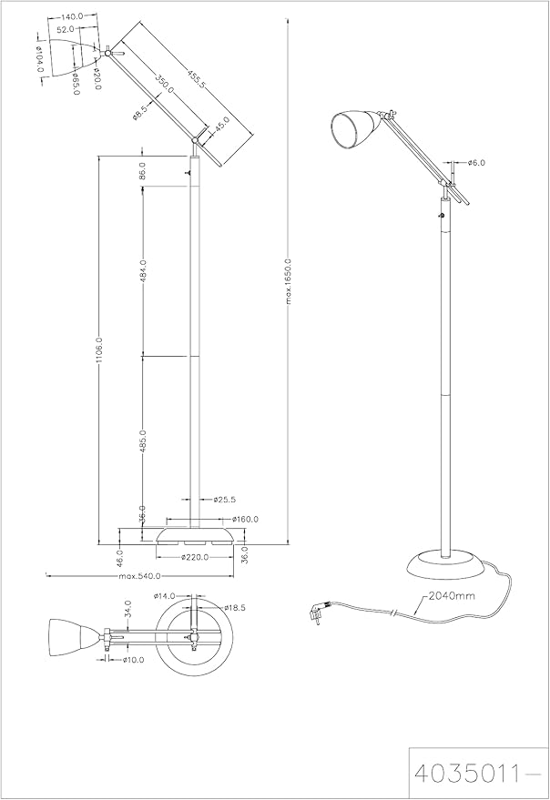 Trio Leuchten Trio 4035011-04 scharnierende staande lamp oud messing photo 2