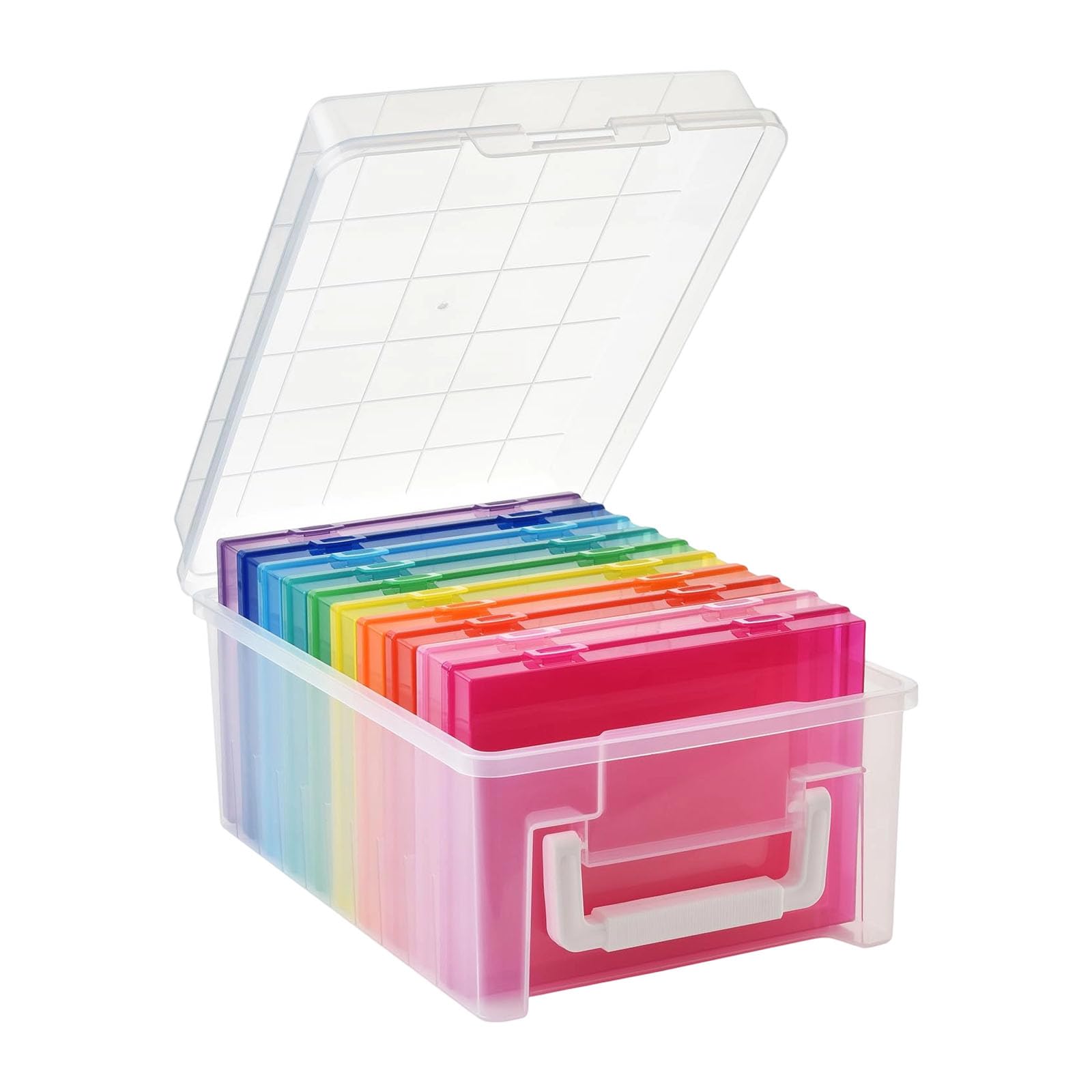 LUCKGONI Colorful Transparency PP Storage Box For Postcards Photos Greeting Cards Keepsakes Pictures Organiser