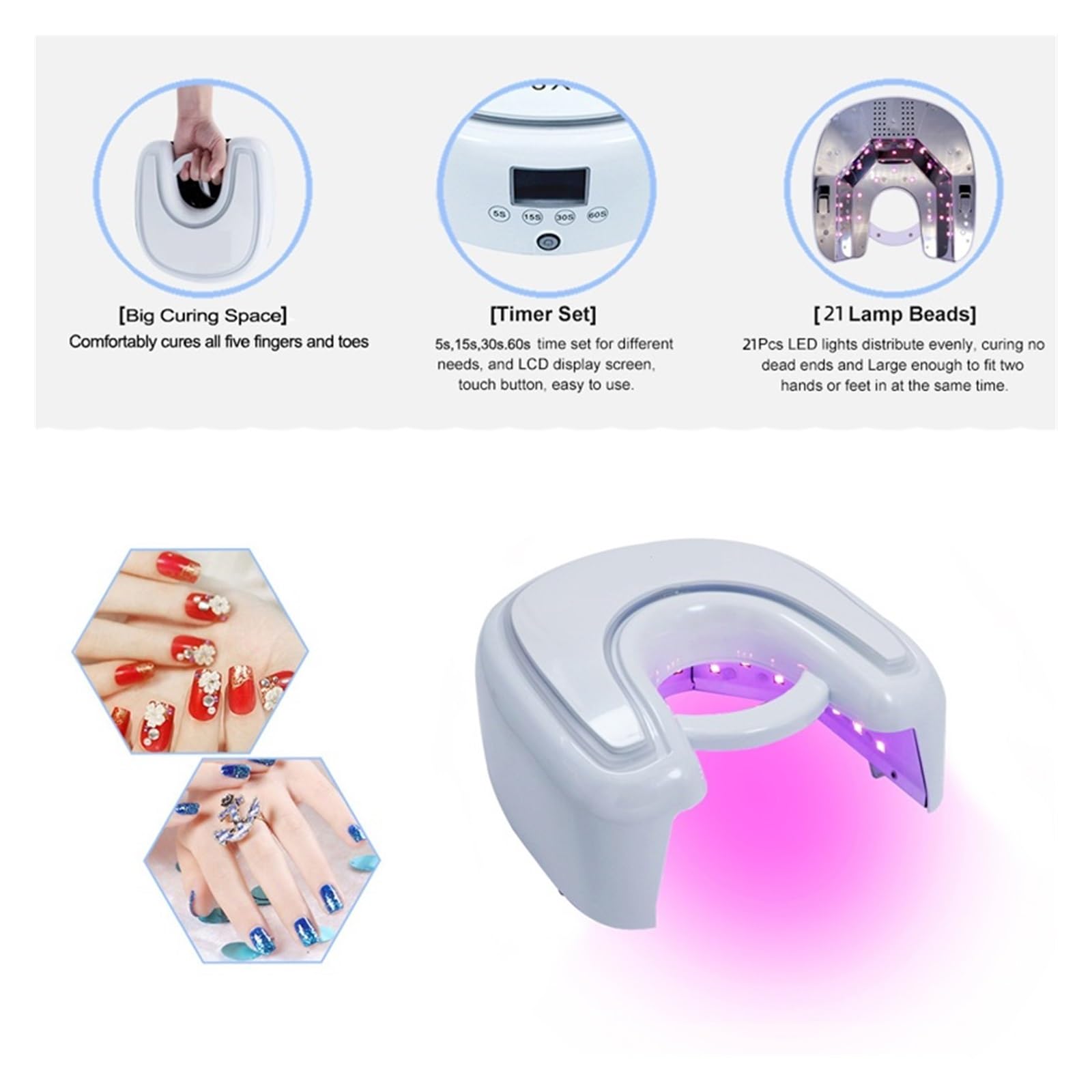Lampada LED per unghie, Lampada for unghie a LED UV da 48w Lampada for unghie a LED senza fili Batteria al litio ricaricabile Lampada for unghie a LED UV Lampada for cure professionale Manicure Art pe